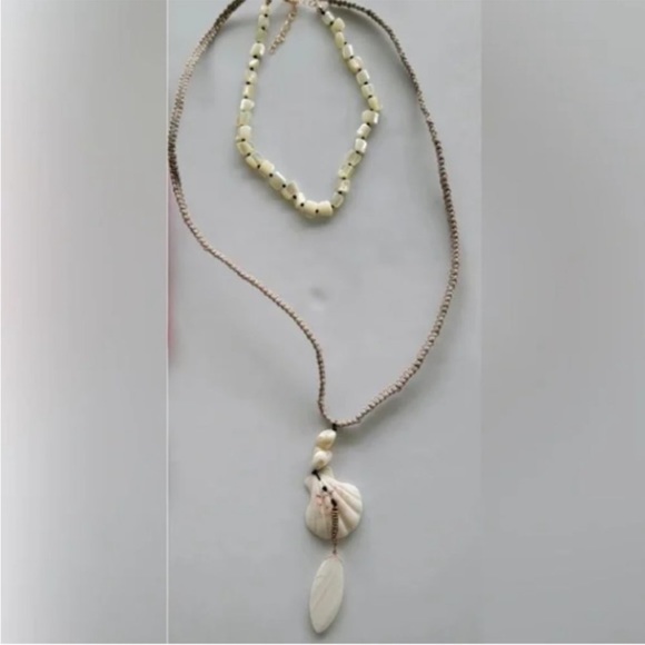 Free People Jewelry - 11. Free people shell, rope and faux mother of pearl long necklace NWT